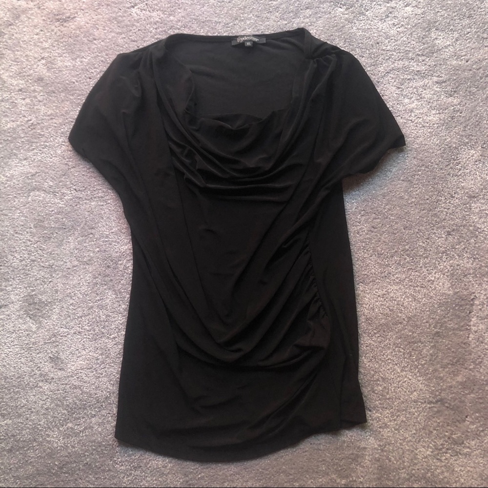 By Design Black Draped Blouse